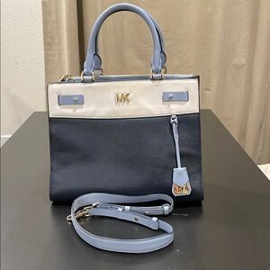 Michael Kors Blue and White Handbag